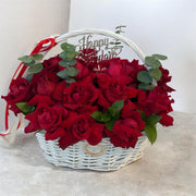 Happy Birthday Red Roses Basket